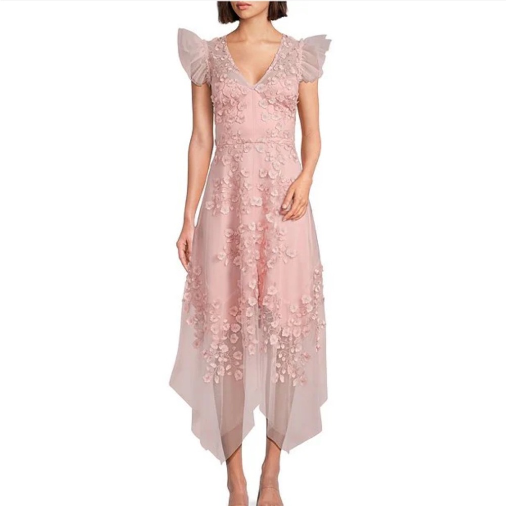 Sienna Embroidered Mesh Floral Applique Sleeveless Dress